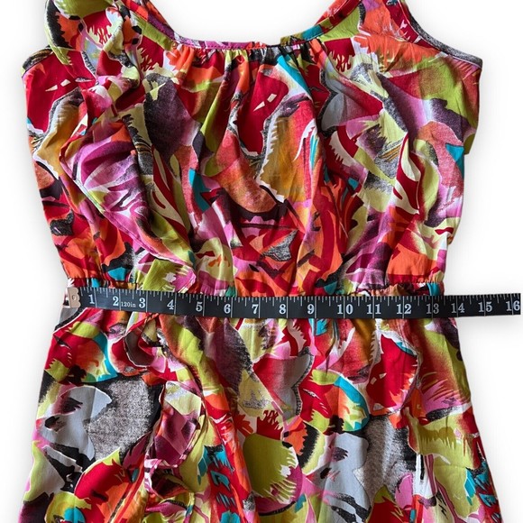 Envy Me Tropical Dress Ruffled on One Shoulder Sleeveless Size L Large Floral - Picture 9 of 12